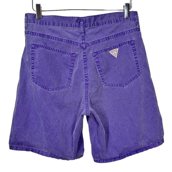 Guess Pants - Vintage Guess Jeans Purple Denim High Rise Shorts 2 USA Made Bermuda Long